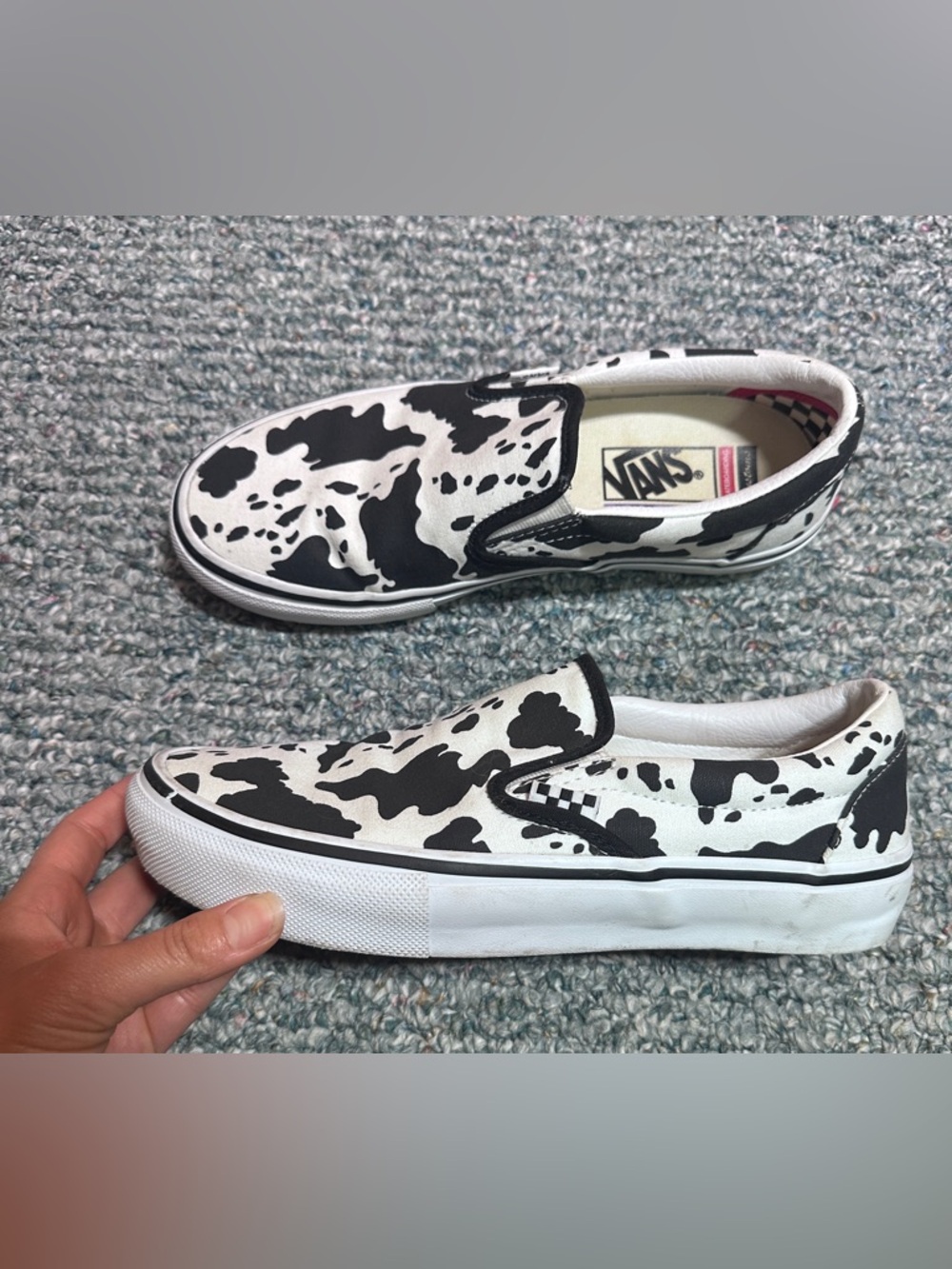 Vans Unisex Slip-On Sneakers in Black and White Cow Print - Picture 4 of 11